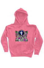 Load image into Gallery viewer, Neon pink spaceman pullover hoody
